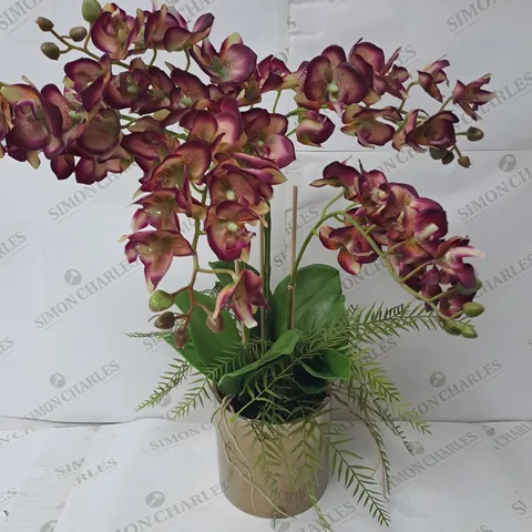 ARTIFICIAL HOUSE PLANT IN METALLIC GOLD POT