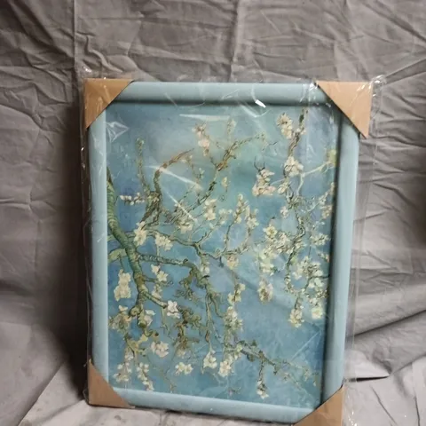 BLOSSOM BRANCH PRINT IN LIGHT BLUE FRAME