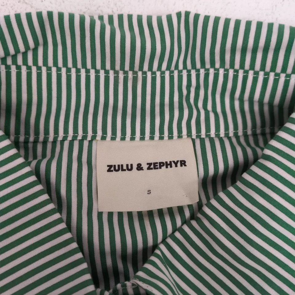 ZULU & ZEPHYR STRIPED SHIRT – GREEN & WHITE, SIZE S
