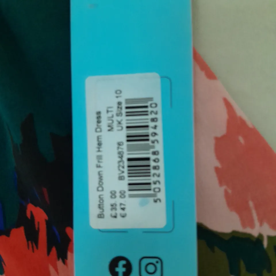 BLUE VANILLA BUTTON DOWN FRILL HEM DRESS - UK 10