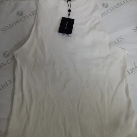 MASSIMO DUTTI WHITE CROPPED TANK TOP - XL