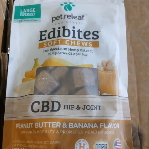 APPROXIMATELY 25 EDIBITES CBD HIP & JOINT SOFT CHEWS FOR DOGS – PEANUT BUTTER & BANANA FLAVOR (LARGE BREED)