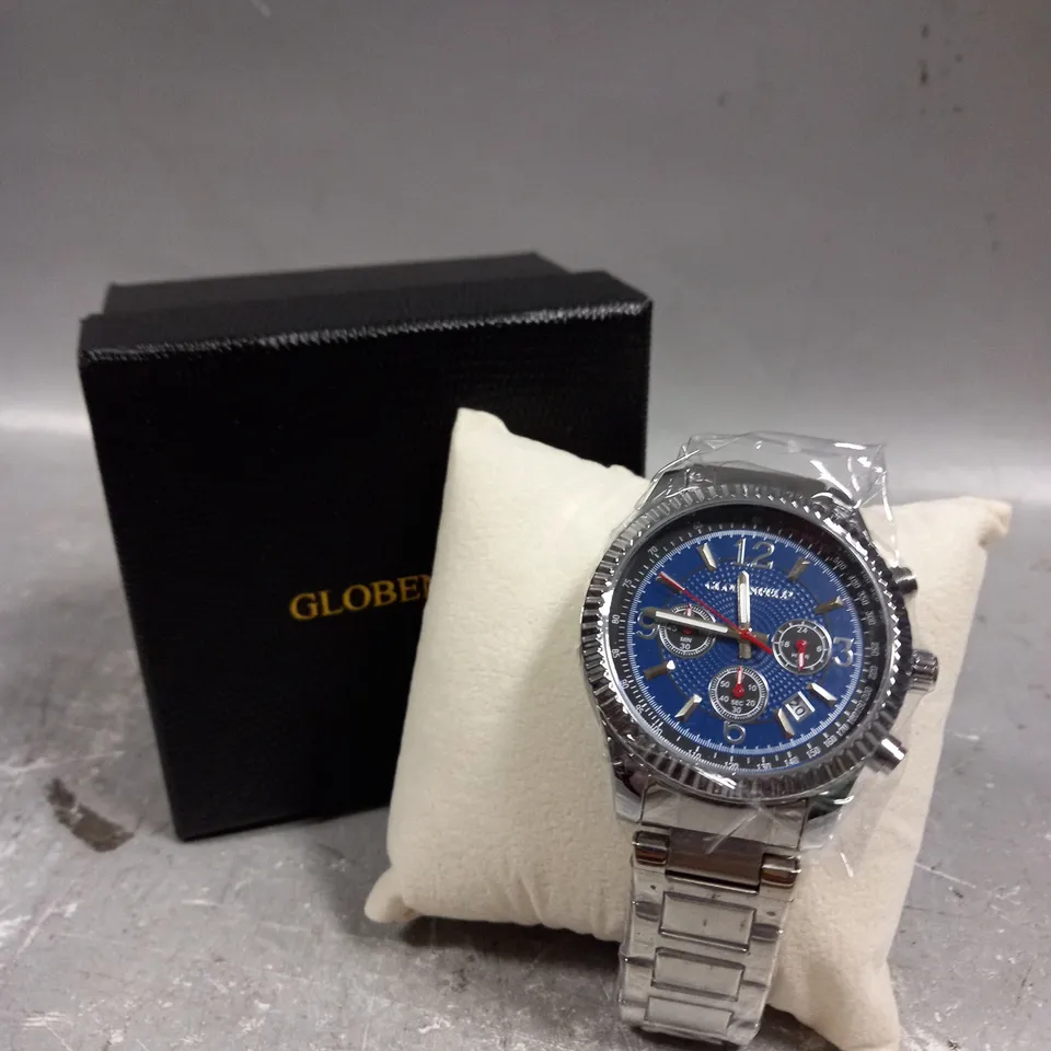 GLOBENFELD EXPEDIENT STEEL BLUE DIAL WATCH 