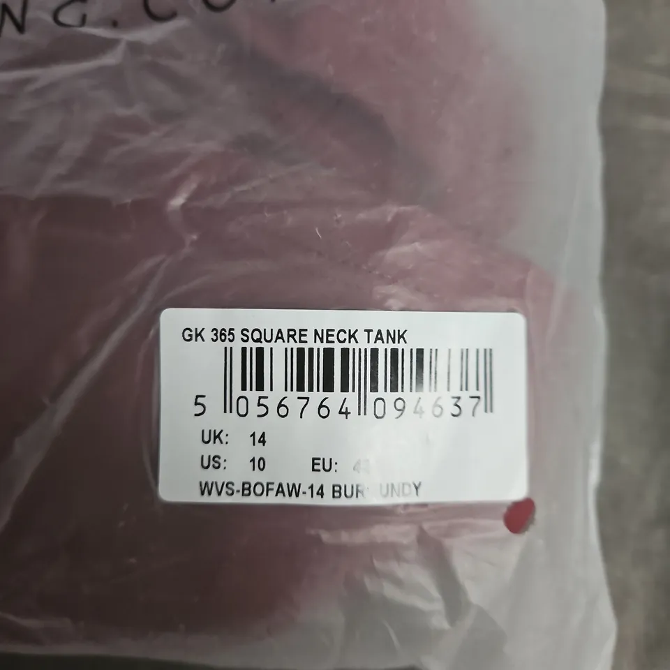 GYM KING GK365 SQUARE NECK TANK TOP – BURGUNDY – UK 14