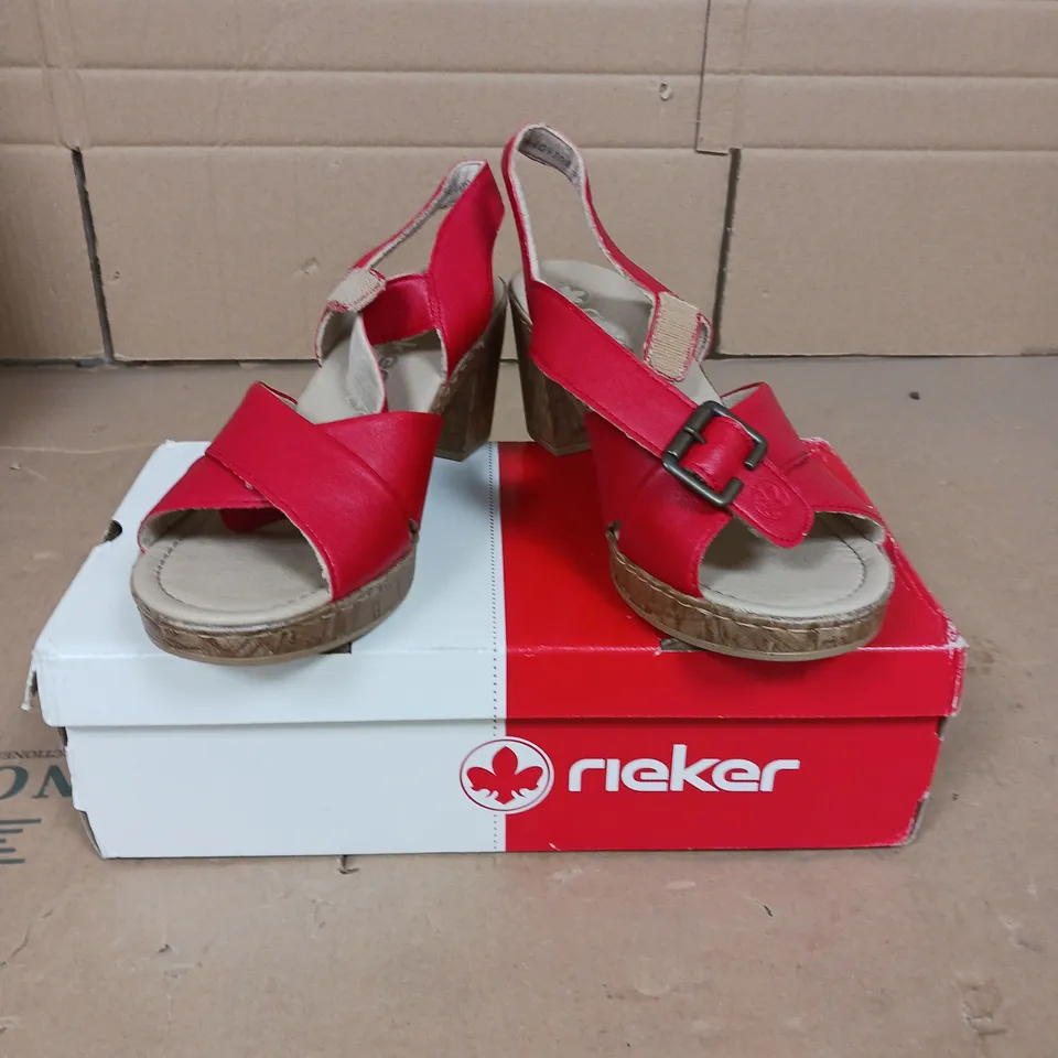 RIEKER HEELED SANDAL RED SIZE 6.5