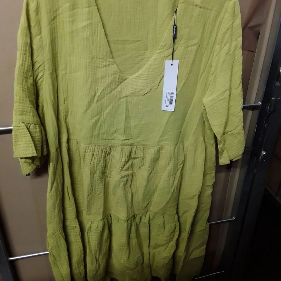 ROMAN TIERED V-NECK DRESS IN PEA GREEN - 18