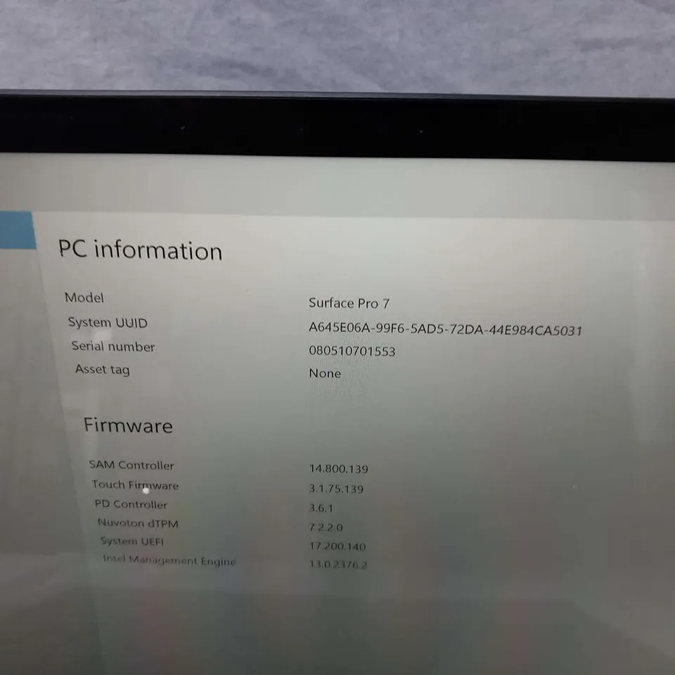 MICROSOFT SURFACE PRO 7 256GB