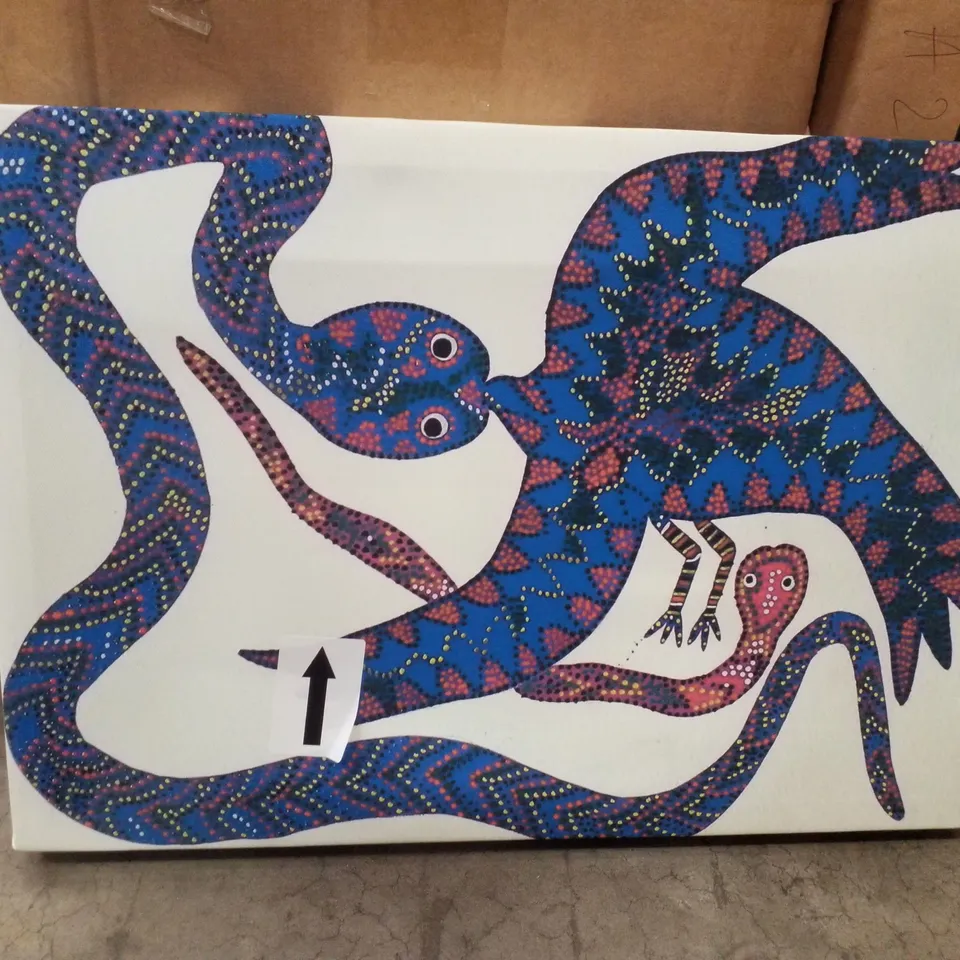 ABORIGINAL SNAKE BIRD ETHNIC - WRAPPED CANVAS PRINT