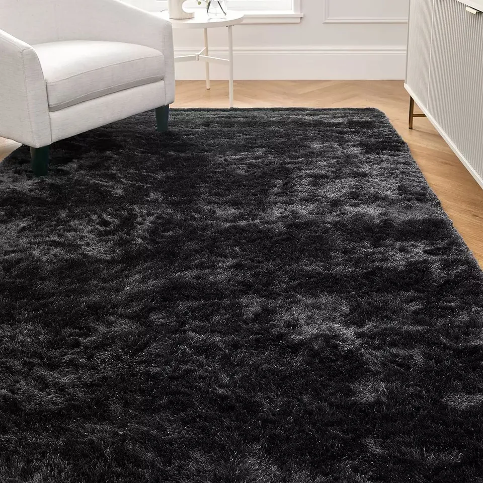 GLAMOUR SHAGGY RUG IN CHARCOAL (80x150cm) - COLLECTION ONLY