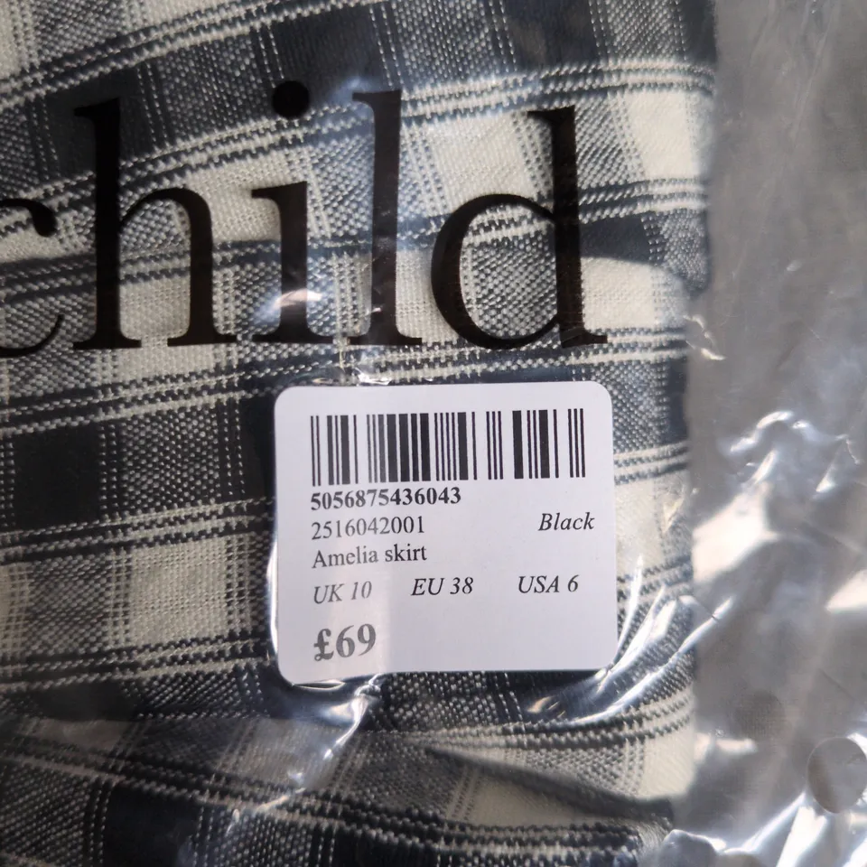 NOBODY'S CHILD AMELIA SKIRT – BLACK & WHITE PLAID, UK 10
