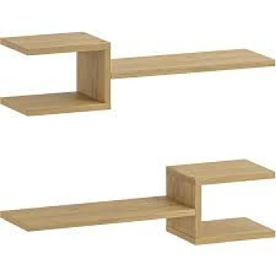 BOXED FORK MODERN FLOATING SHELF SET 18.2CM  -OAK-