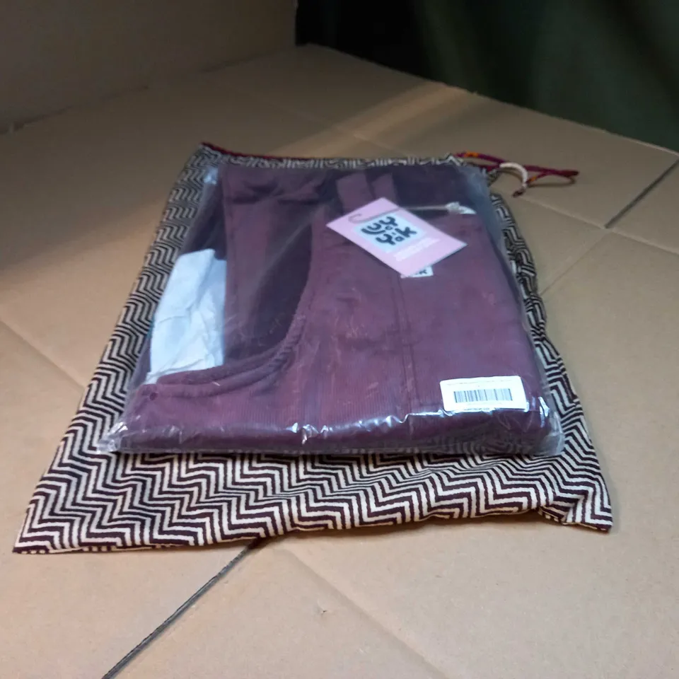 PACKAGED LUCY YAK DARK PLUM CORDUROY DUNGAREE'S - SIZE 14L