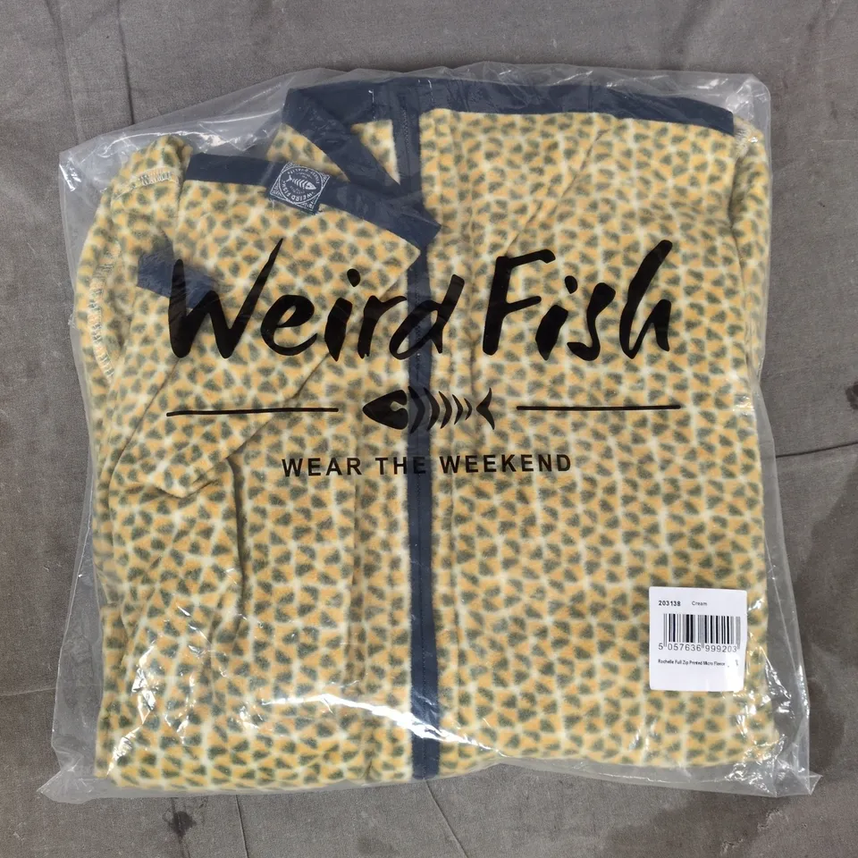 BAGGED WEIRD FISH ROCHELLE FULL ZIP PRINTED MICRO FLEECE SIZE 14