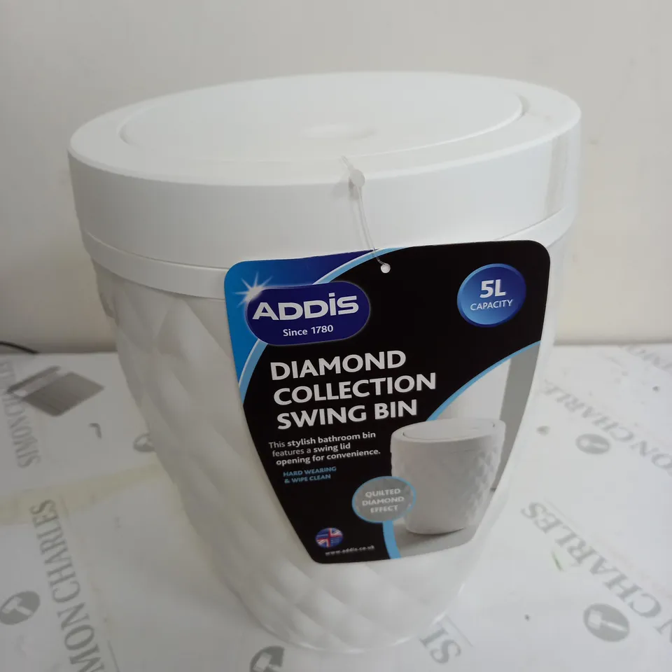DIAMOND FINISH BATHROOM SWING BIN RRP £19.99