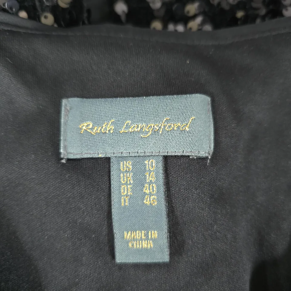 RUTH LANGSFORD SEQUIN TOP – UK 14 (US 10), BLACK