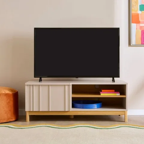 BOXED ELEMENTS THOMPSON SMALL TV UNIT FOR TVS UP TO 46" - MUSHROOM GREY (1 BOX)
