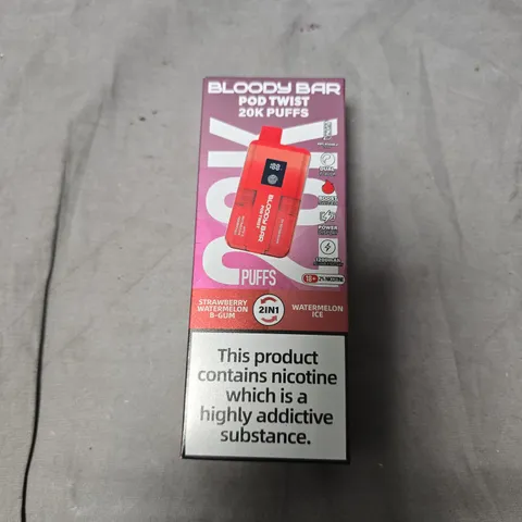 LOT OF 12 BLOODY BAR POD TWIST VAPE KIT - ASSORTED FLAVOURS - 20MG/ML