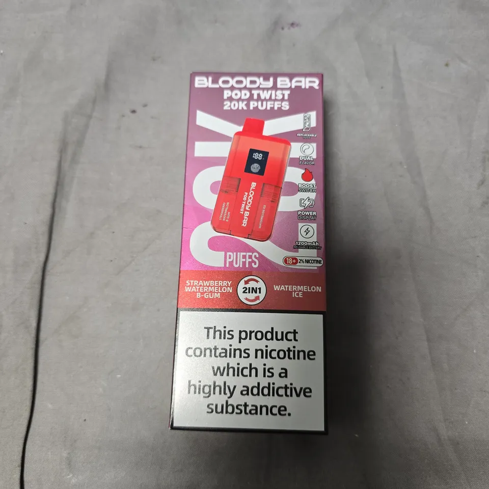 LOT OF 12 BLOODY BAR POD TWIST VAPE KIT - ASSORTED FLAVOURS - 20MG/ML