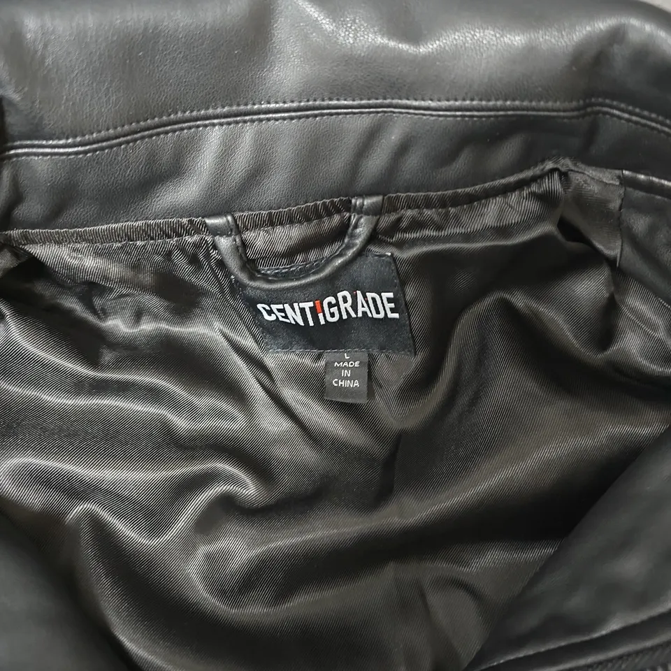 CENTIGRADE LEATHER JACKET – BLACK, ZIP FRONT, SIZE L (MEN'S)