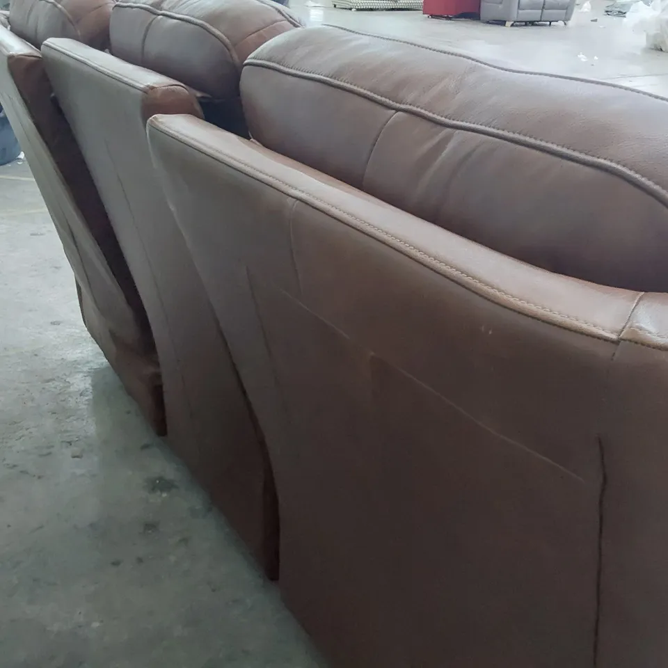 QUALITY BRITISH DESIGNER G PLAN GREENWICH POWER RECLINING THREE SEATER SOFA REGENT MAPLE LEATHER