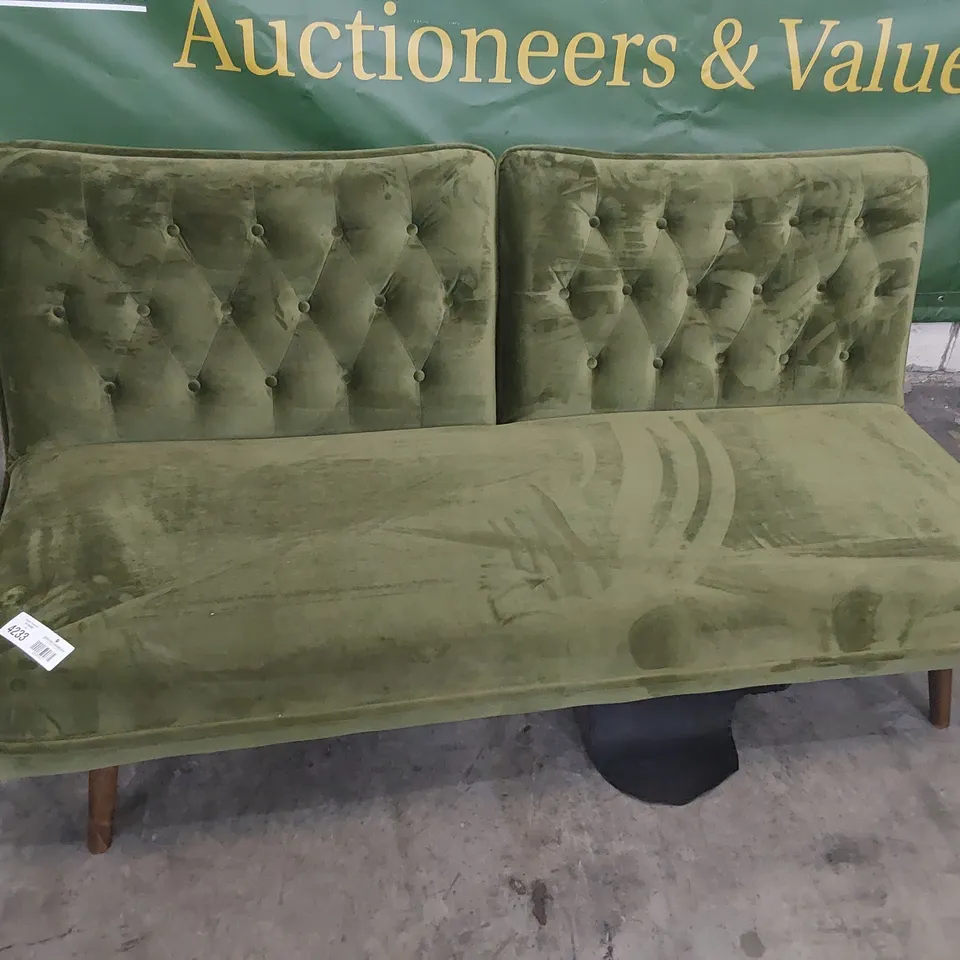 DESIGNER CLICK CLAK SOFA BED GREEN PLUSH FABRIC 