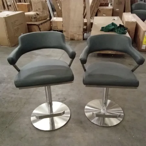 SET OF 2 FIRENZA DARK GREY FAUX LEATHER BAR STOOLS