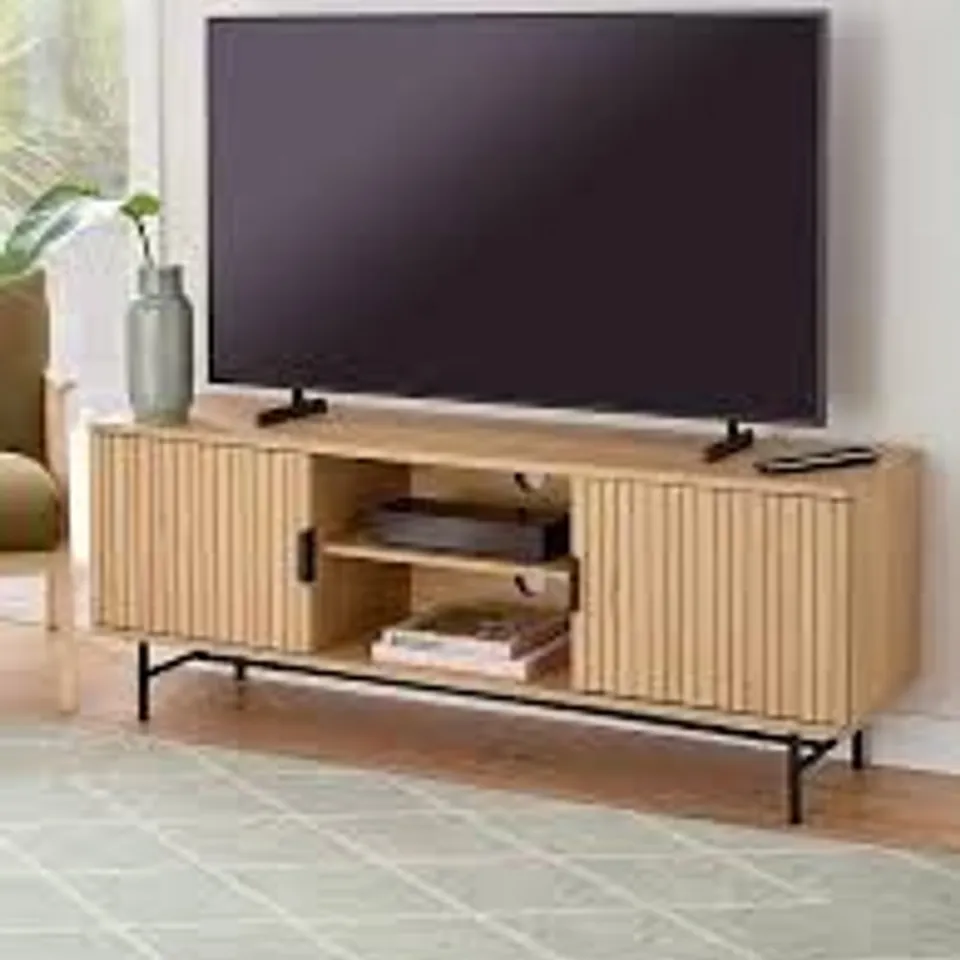 BOXED HARLOW TV UNIT - FITS UP TO 65 INCH - OAK (1 BOX) RRP £169