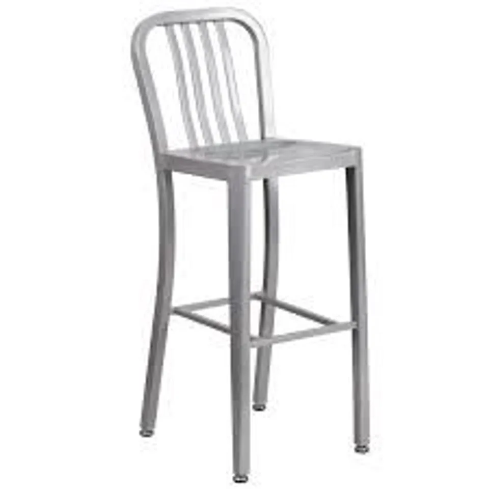 BOXED 2PK 30" HIGH SILVER METAL BARSTOOL WITH SLAT BACK - CH-61200-30-SIL-GG (1 BOX)