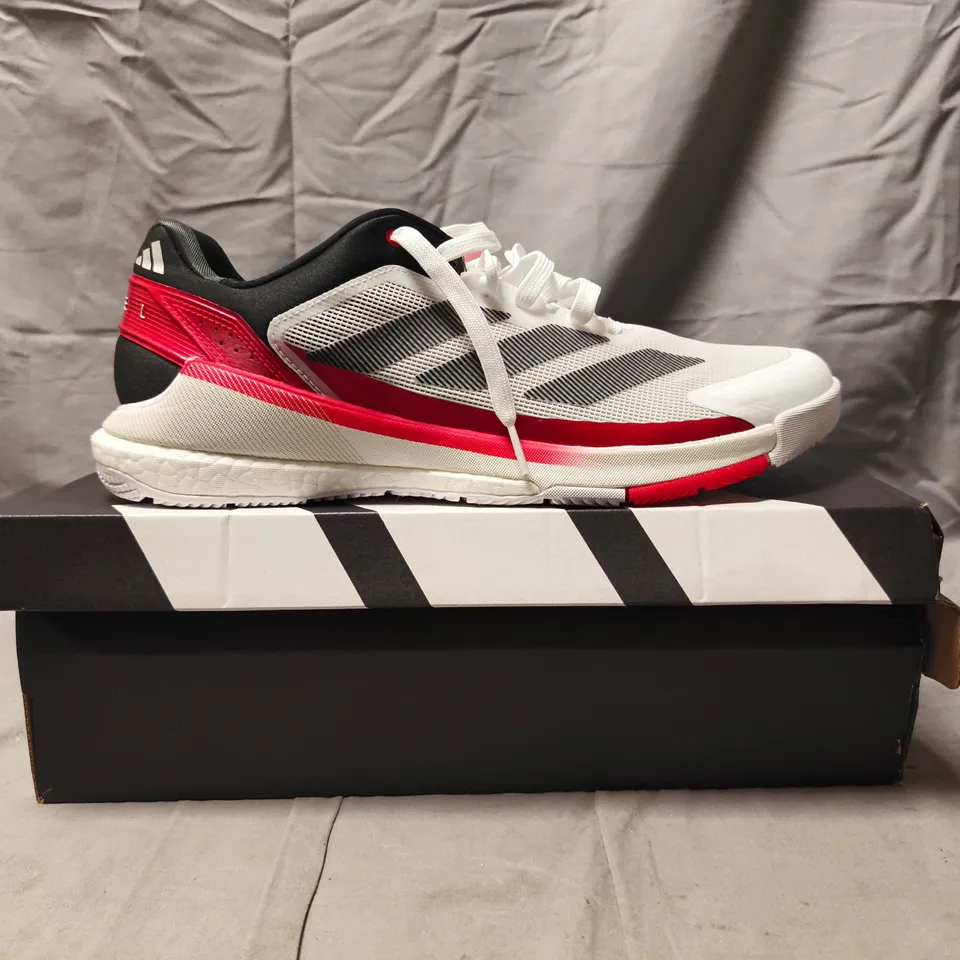 BOXED PAIR OF ADIDAS CRAZYQUICJ BOOST TRAINERS IN WHITE/BLACK/RED SIZE UK 11.5