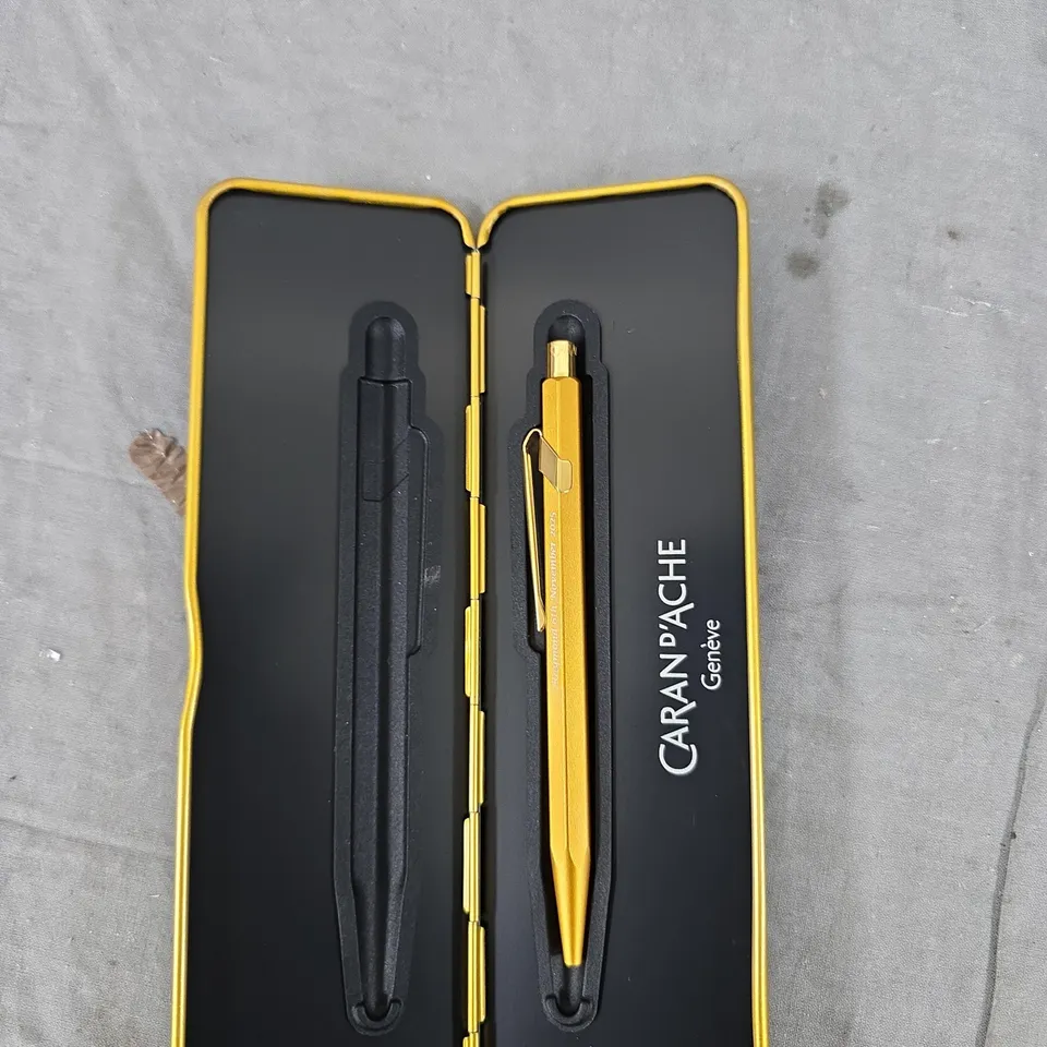 CARAN D'ACHE GENÈVE BALLPOINT PEN – YELLOW/GOLD IN PRESENTATION CASE 