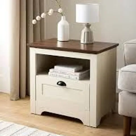 NEW DEVON LAMP TABLE - IVORY/WALNUT