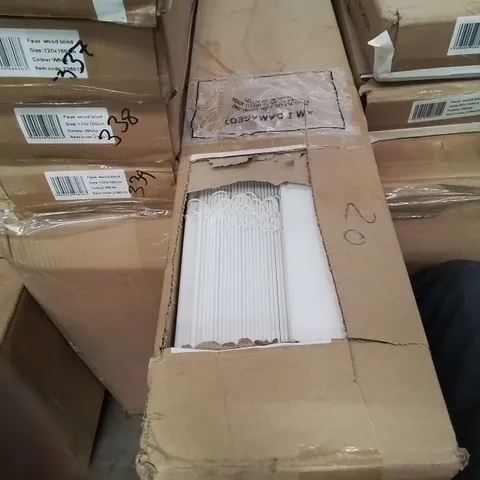 BOXED FAUX WOODEN BLIND 150X160CM IN WHITE
