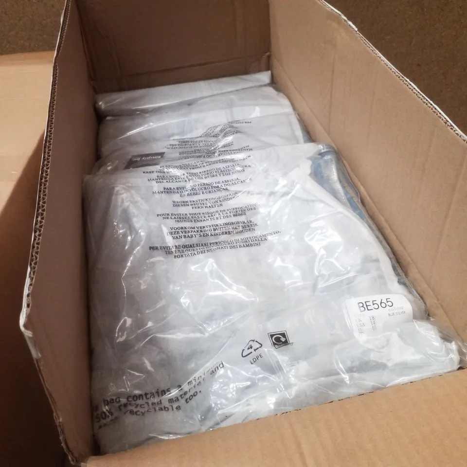 BOX CONTAINING APPROXIMATELY 14 BRAND NEW SIMPLY BE BLUE METALLIC A LINE MAXI SKIRTS - SIZE 18