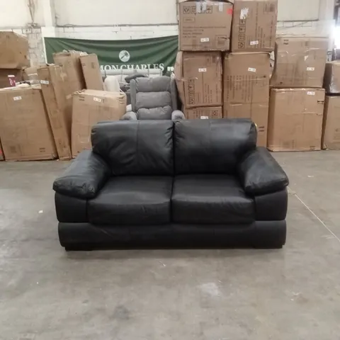 MARLOW ITALIAN LEATHER 2 SEATER SOFA - BLACK