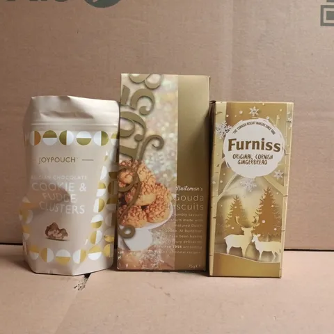 APPROXIMATELY 10 ASSORTED FOOD AND DRINK ITEMS TO INCLUDE FURNISS, GOUDA BISCUITS, ETC