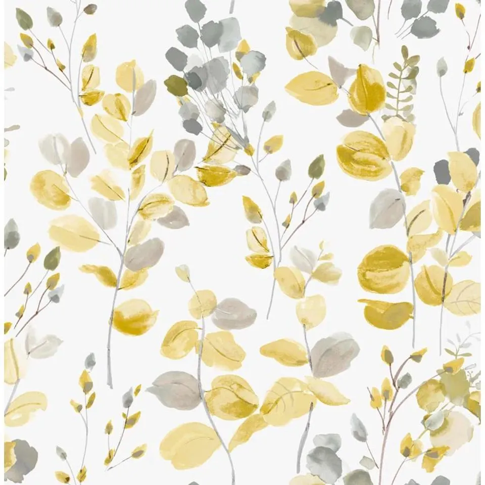 FRESCO WATERCOLOUR LEAVES OCHRE WALLPAPER ROLL