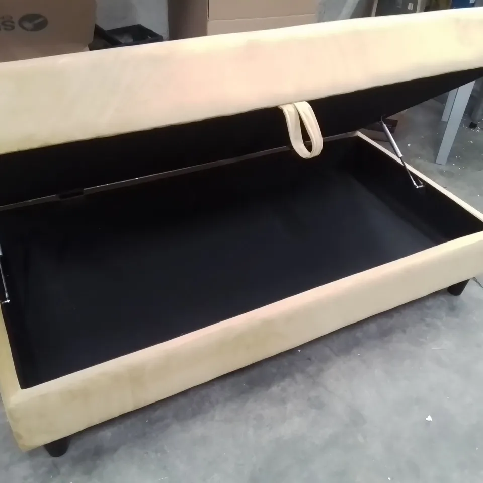 ANYELIS 130CM WIDE RECTANGLE SOLID COLOUR OTTOMAN WITH STORAGE - MUSTARD 