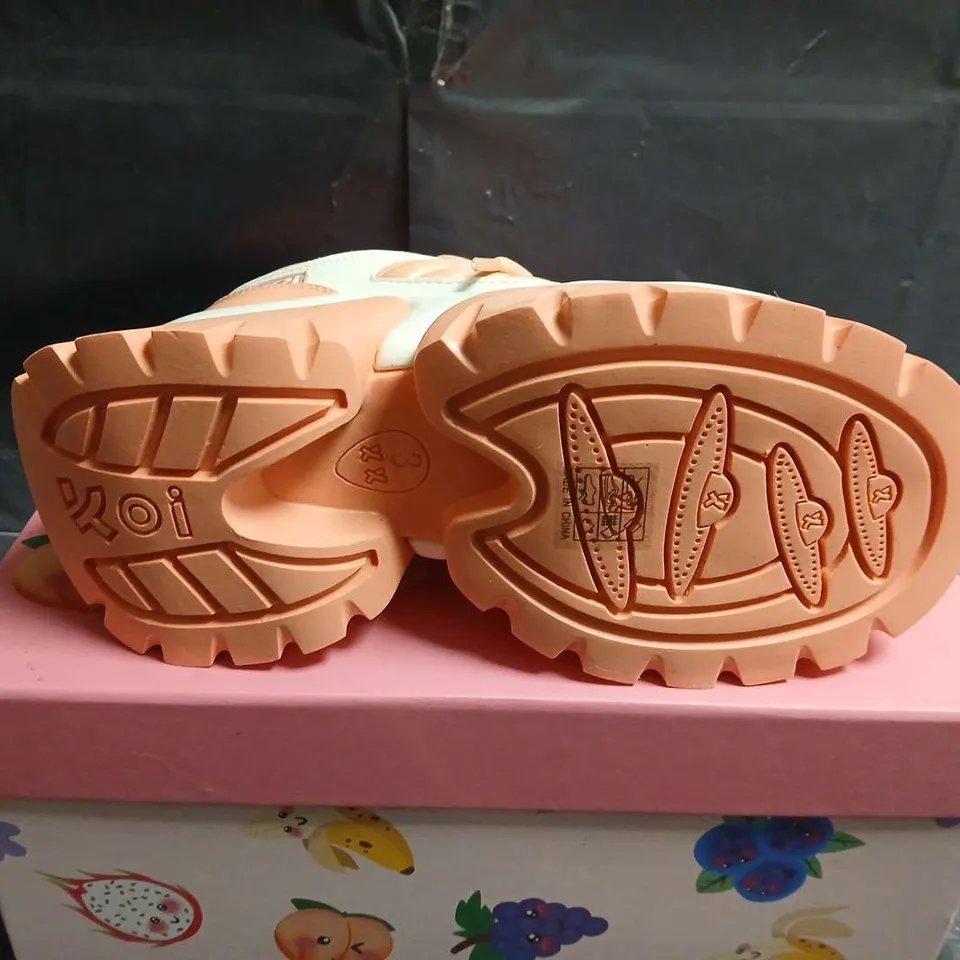 BOXED PAIR OF KOI PEACH ICE TEA TRAINERS - UK SIZE 3 