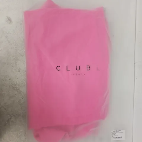 BAGGED CLUBL LONDON CELANDIA HOT PINK MIDI DRESS WITH REMOVABLE CAPE SIZE UK 10