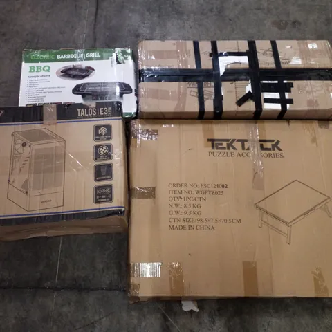 PALLET OF ASSORTED PRODUCTS INCLUDING ELECTRIC BARBECUE GRILL, LED CEILING LIGHT, MID-TIER PC CASE, FOLDABLE PUZZLE BOARD