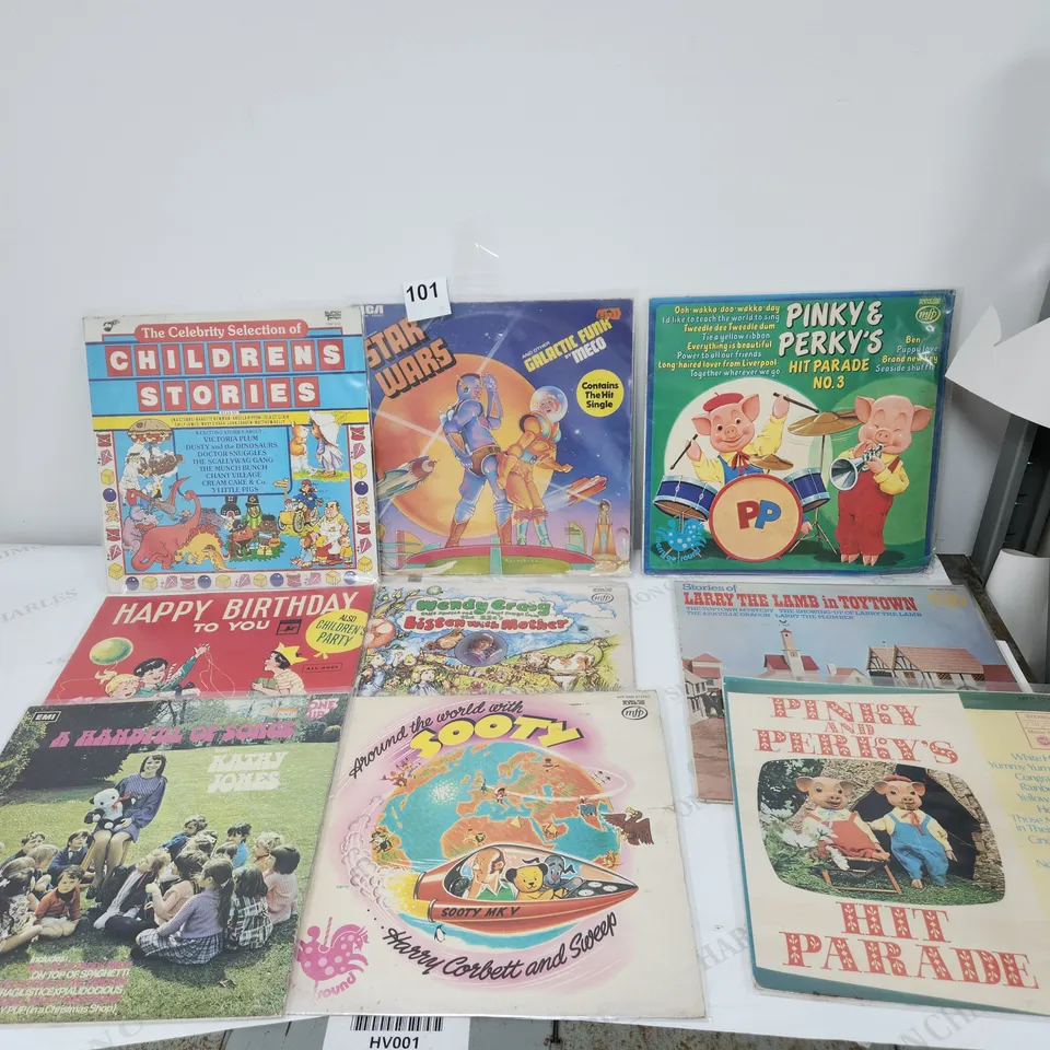 9 X CHILDRENS MUSIC VINYL RECORDS.