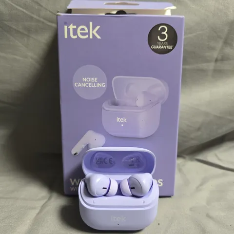 ITEK WIRELESS EARBUDS WITH CHARGING CASE – PURPLE (MODEL I59011PUR)