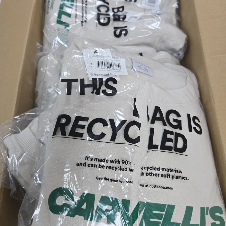 APPROXIMATELY 8 CARVELLI'S BOX FIT GRAPHIC CREW SWEATERS - 2XL