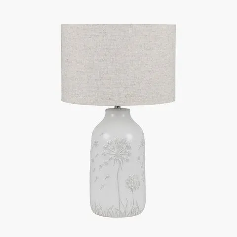 BOXED FLORA WHITE FLORAL CERAMIC TABLE LAMP