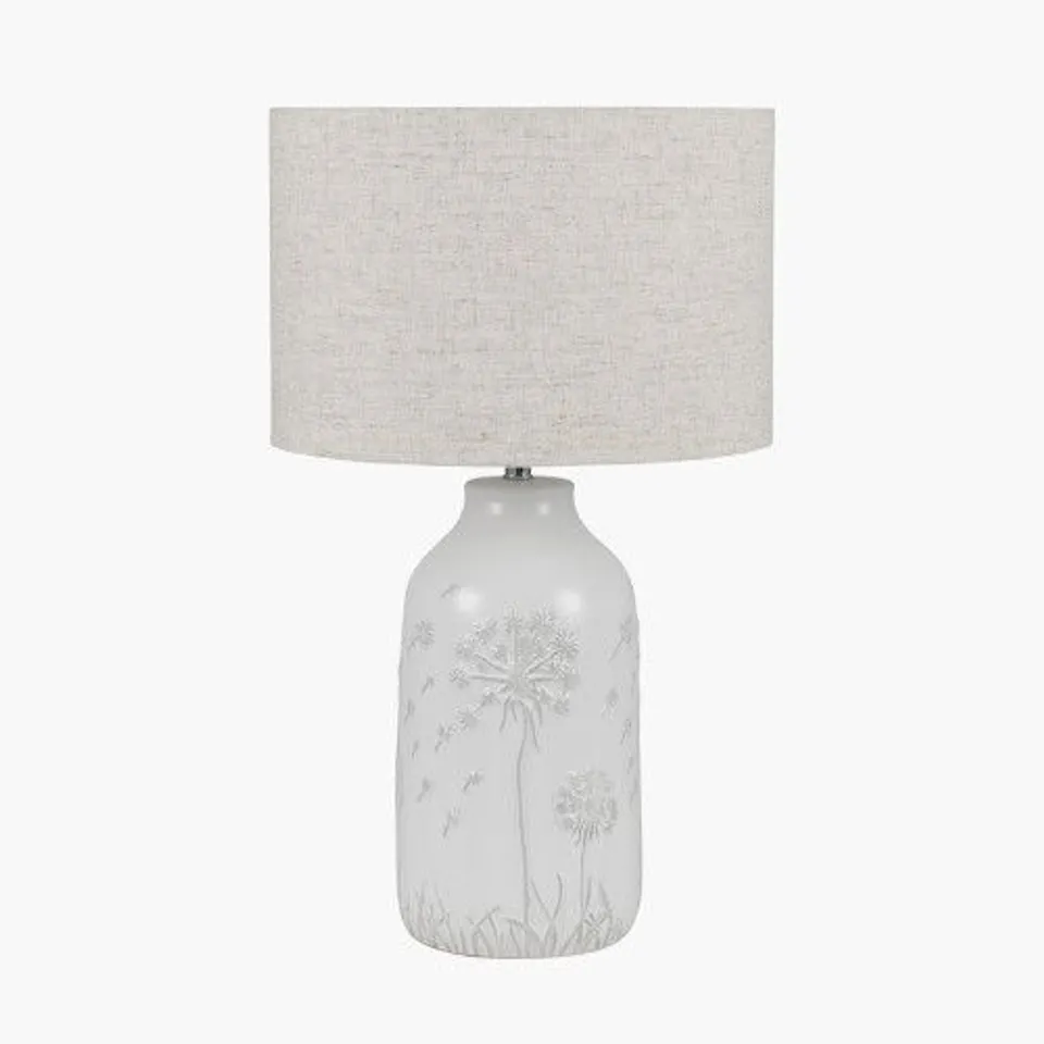 BOXED FLORA WHITE FLORAL CERAMIC TABLE LAMP