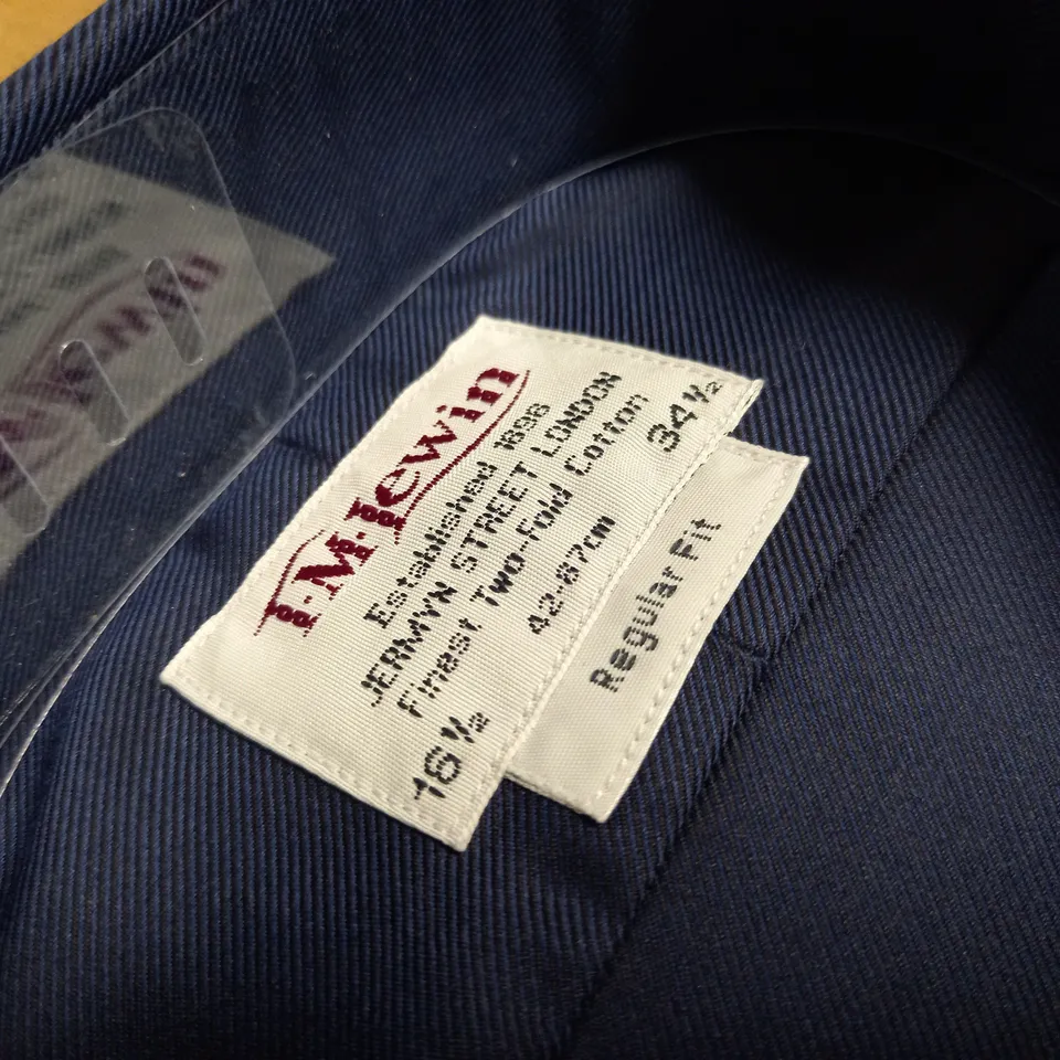 T..M.LEWIN DARK BLUE LONG SLEEVE SHIRT - 16.5