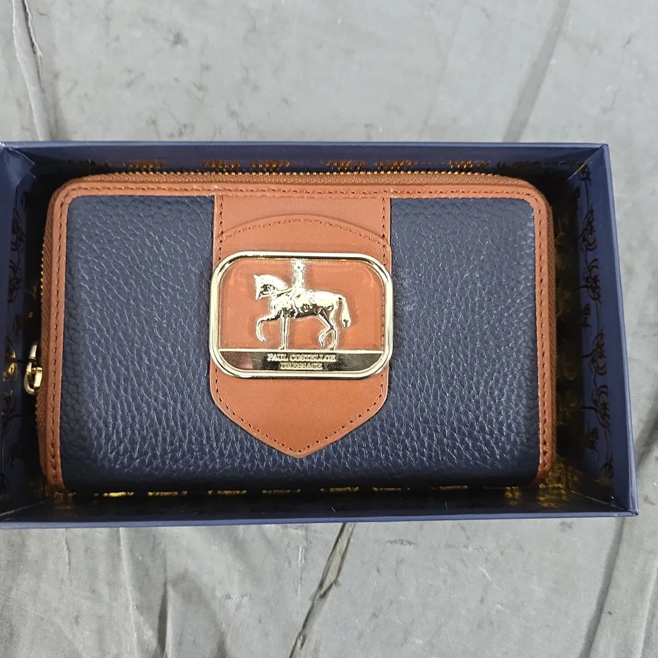 Paul Costelloe Dressage Navy Wallet with Tan Trim – Presentation Box