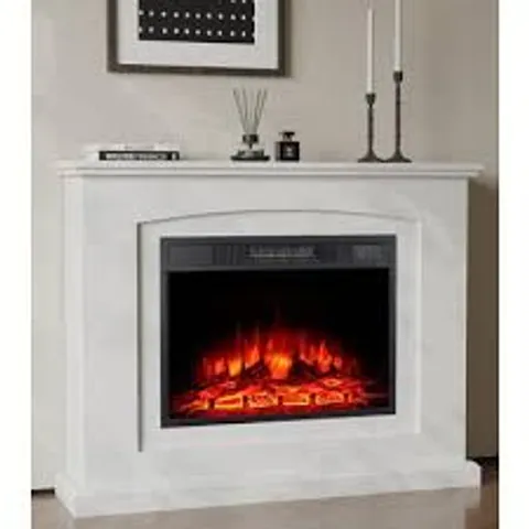BOXED 100CM/39" ELECTRIC FIREPLACE SUITE, REALISTIC FLAME EFFECT WITH FREESTANDING