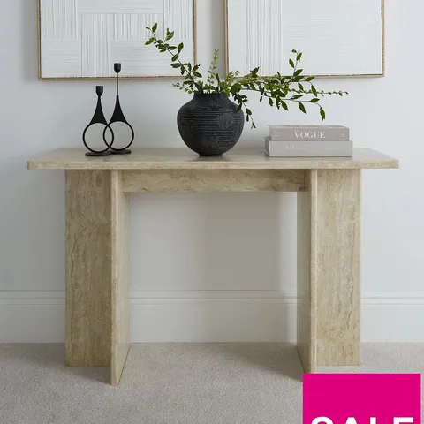 BLOC STONE EFFECT CONSOLE TABLE - COLLECTION ONLY