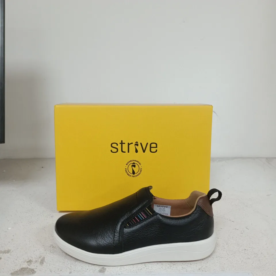 STRVE SLIP-ON LEATHER TRAINERS – BLACK, UK SIZE 7